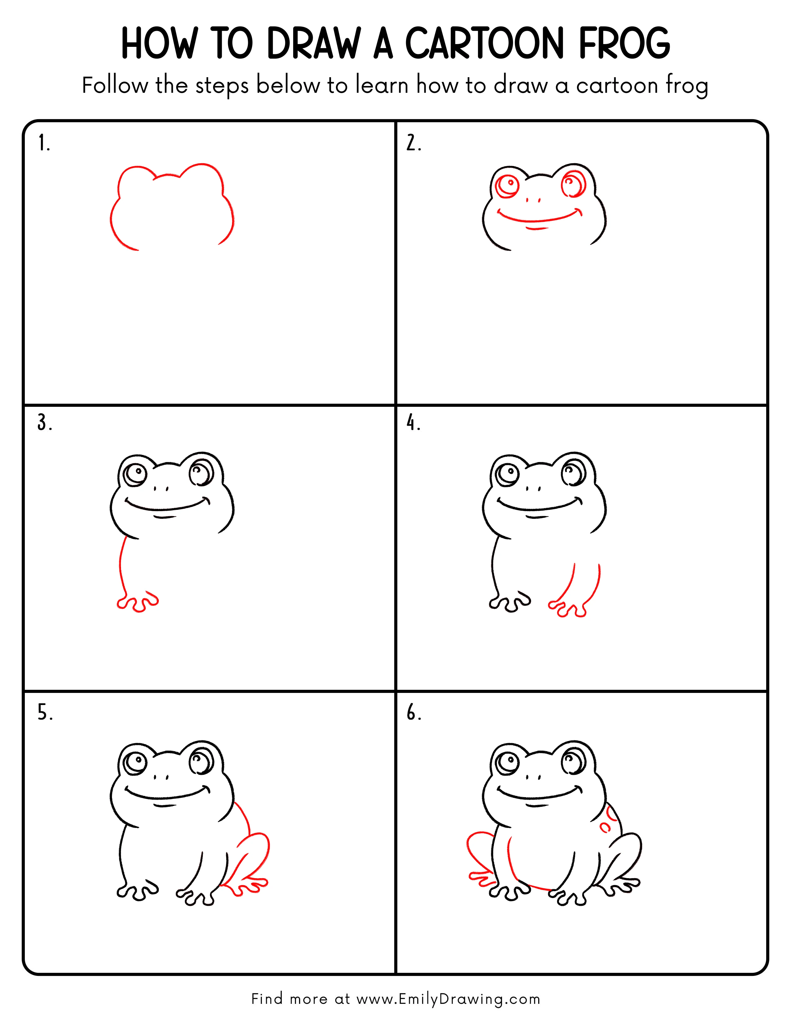 Printable Cartoon Frog Drawing Guide